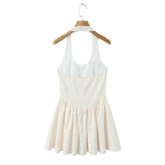 Floral Stripes Print Halter Mini Dress