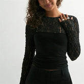 Lace Patchwork Long Sleeve Top