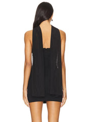 Strapless Folds Mini Dress With Mesh Scarf
