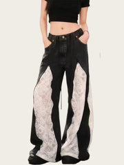Lace Patchwork Flared Jeans