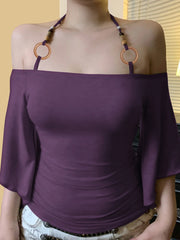 Halter Neck Beaded Strap Top