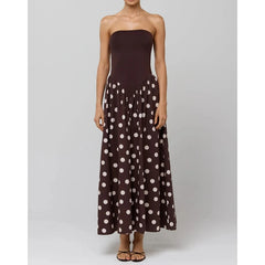Polka Dot Hem Tank Patchwork Maxi Dress