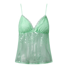 Lace Cami Sequin Sheer Top