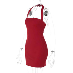 Halter Strap Solid Bodycon Mini Dress