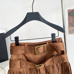 Tassels Double Sashes Mini Skirt