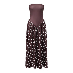 Polka Dot Hem Tank Patchwork Maxi Dress