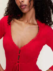 Knit Cropped Drawstring Cardigan Top
