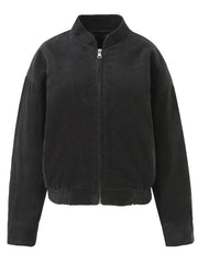 Grey Zipper Coudroy Jacket