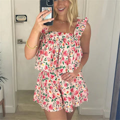 Floral Camisole with Shorts Pajama Set
