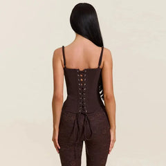 Spaghetti Strap Back Lace Up Corset Top