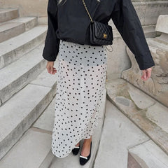 Sheer Polka Dot Midi Skirt