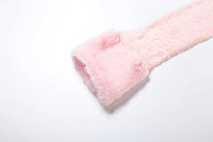 Furry Jacquard Patchwork Hook Buckle Crop Top And Mini Skirt Set