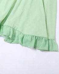 Green Mesh Spliced Mini Sling Dress