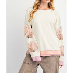 Sea Shell Embroidery Sweatshirt