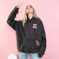 Bouquet Flower Print Hooded Sweatshirt