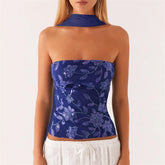 Sequin Tube Top with Scarf