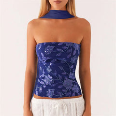 Sequin Tube Top with Scarf