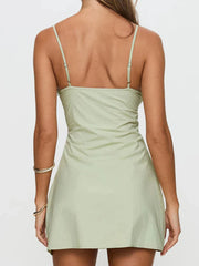 Green Cami Flower Embroidered Mini Dress