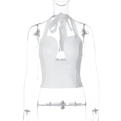 Halter Deep Neck Cut Corset Top