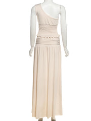 Incline Shoulder Tank Top And Buckle Ribbons Maxi Skirt Set