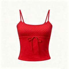 Polka Dot Bow Tie Spaghetti Strap Tank Top
