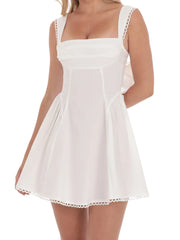 Lace Trim Tie Up Mini Dress