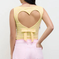 Yellow Heart Cut Out Tank Top