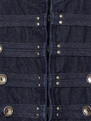 Stand Collar Denim Button Jacket