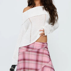 Ripped Fold Over Long Sleeve Knit Top