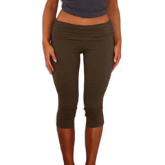 Ruched Foldable Elastic Waist Capri Pants