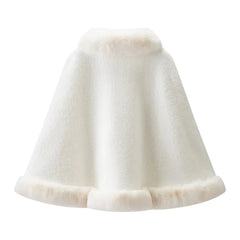 White Fur Trim Collar Cloak Shawl
