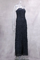 Strapless Sequins Beaded Midi Dress - A-Line Fit