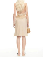 Beige dress with lace detail