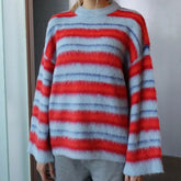 Stripe Pattern Long Sleeve Knitwear Pullover