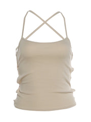 Backless Criss-Cross Strappy Detail Crop Top