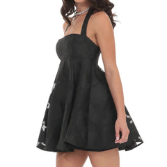 Sleeveless Halter Floral Pattern Mini Dress