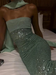 Strapless Sequin Maxi Dress