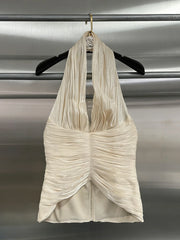Apricot Spliced Folds Halter Top