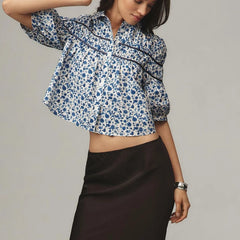 Puff Sleeve Floral Peplum Blouse