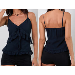 Chiffon Ruffled Trim Camisole Top