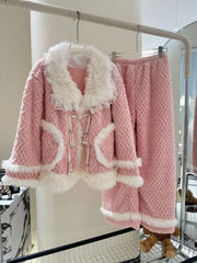 Pink Flannel Fleece Sleepwear Three Piece Set