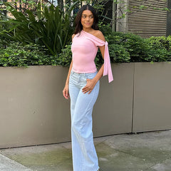 Off-Shoulder Tie-Up Top - Regular Fit