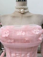 Strapless Flower Lace A-line Mini Dress