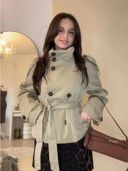 Stand Collar Short Trench Jacket