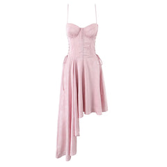 Bustier Side Strap Asymmetric Hem Sling Mini Dress