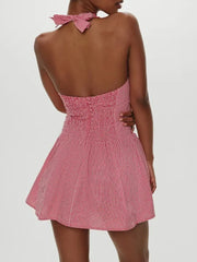 Red Plaid Halter Mini Dress