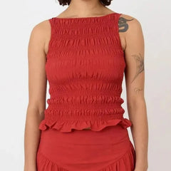 Elastic Ruched Vest Tank Top