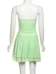 Green Strapless Mesh Mini Dress