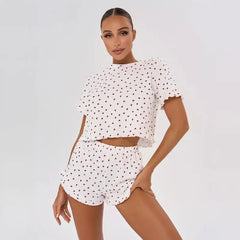 Printed Crop Top And Shorts Sleepwear Set