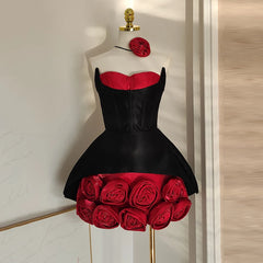 3d Rose Applique Hem Corset Mini Dress